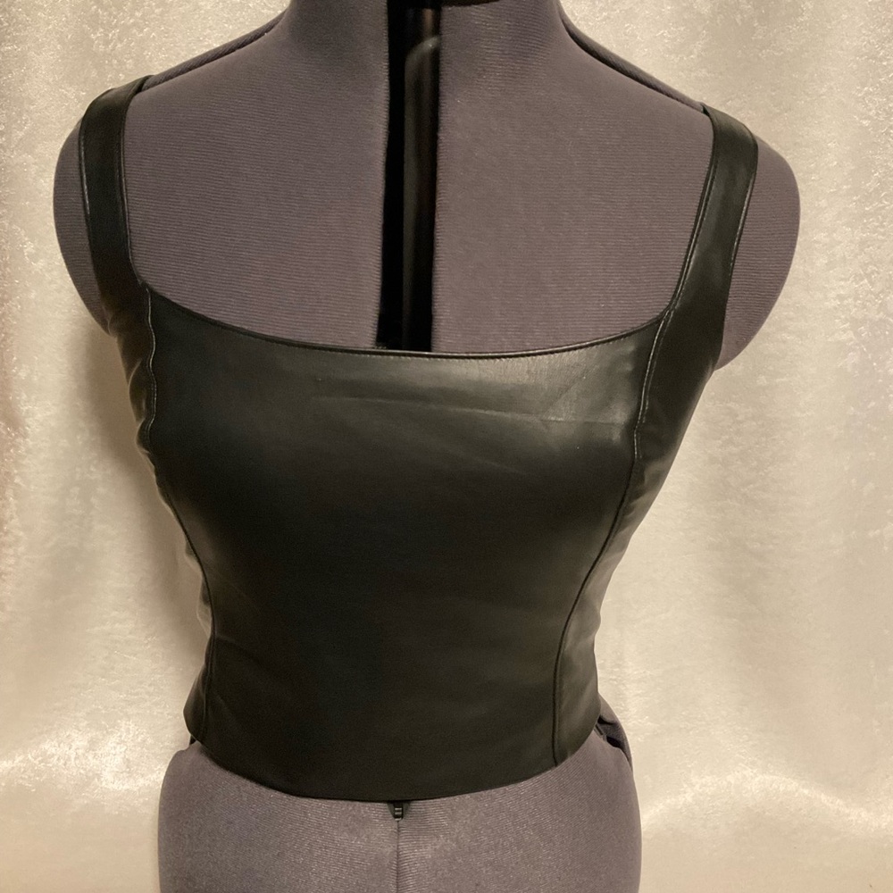 Abercrombie & Fitch Black Leather Crop Top
